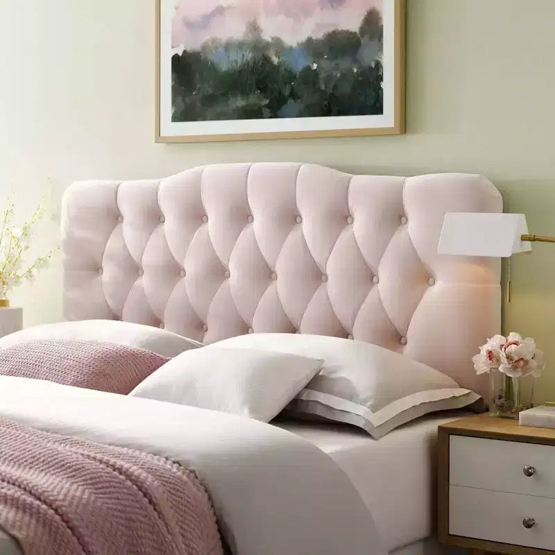 Tête de lit capitonnée en velours Queen Diamond
