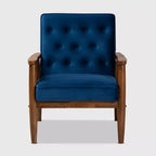 Fauteuil de salon en bois rembourré de velours