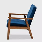 Fauteuil de salon en bois rembourré de velours