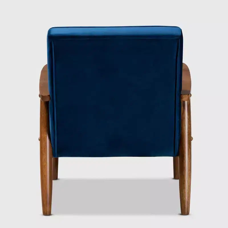 Fauteuil de salon en bois rembourré de velours