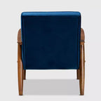 Fauteuil de salon en bois rembourré de velours