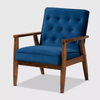 Fauteuil de salon en bois rembourré de velours