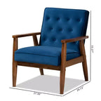 Fauteuil de salon en bois rembourré de velours