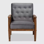 Fauteuil de salon en bois rembourré de velours