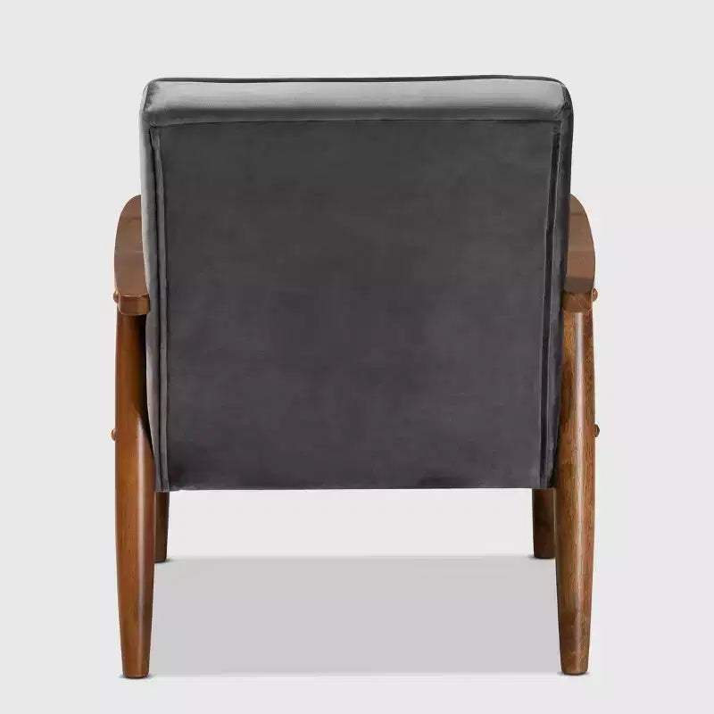 Fauteuil de salon en bois rembourré de velours