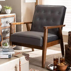 Fauteuil de salon en bois rembourré de velours