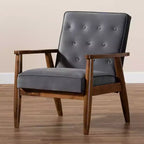 Fauteuil de salon en bois rembourré de velours