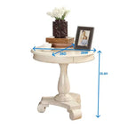 Table d'appoint piédestal ronde en bois, sarcelle