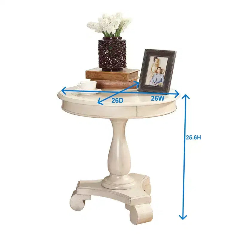 Table d'appoint piédestal ronde en bois, sarcelle