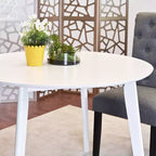 Table à manger ronde contemporaine, blanche