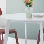 Table à manger ronde contemporaine, blanche