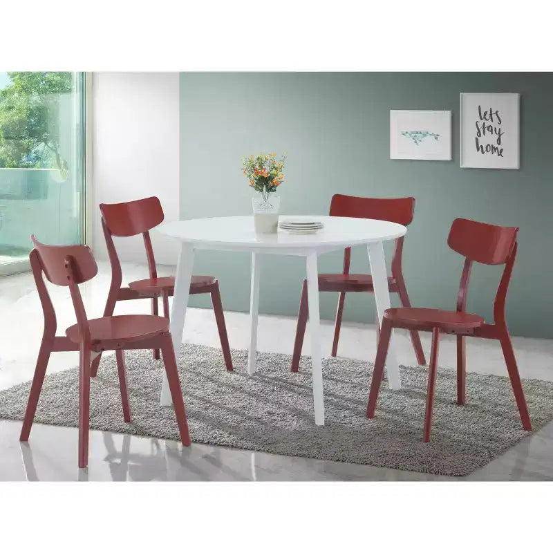 Table à manger ronde contemporaine, blanche