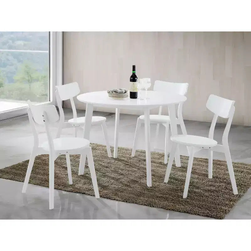 Table à manger ronde contemporaine, blanche