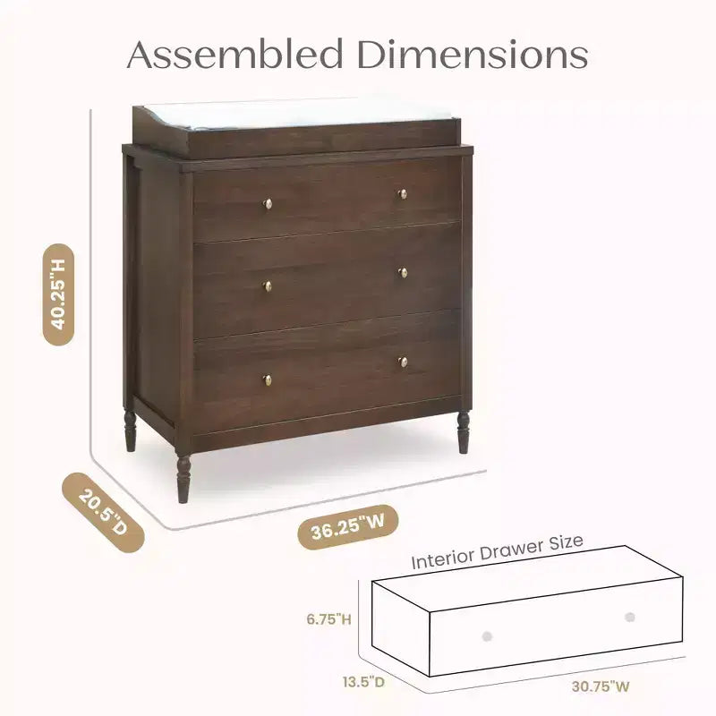 Commode à 3 tiroirs avec plan à langer