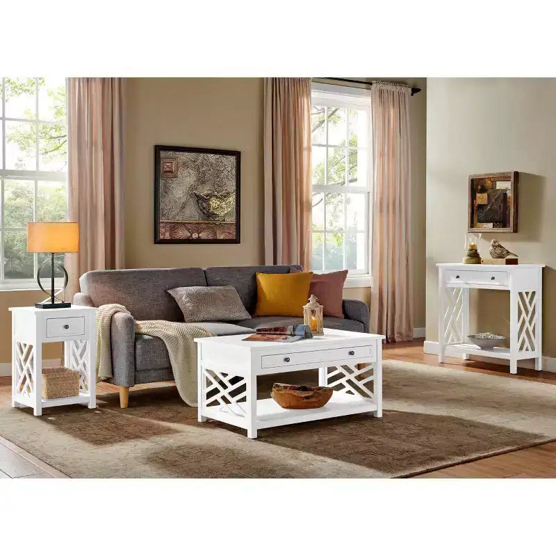 Table d'appoint en bois avec étagère de rangement