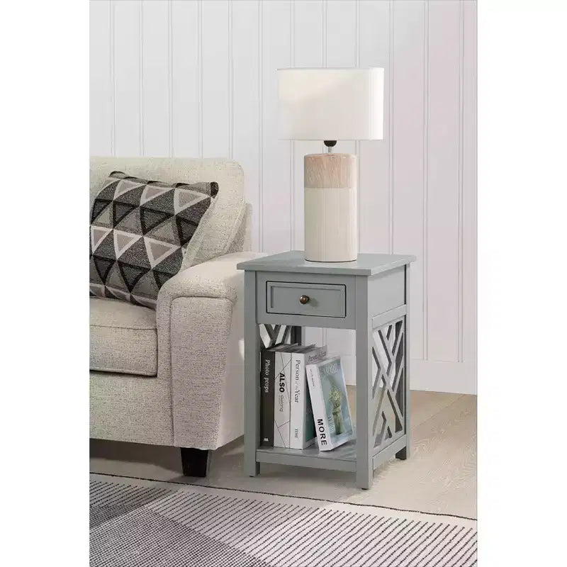 Table d'appoint en bois avec étagère de rangement