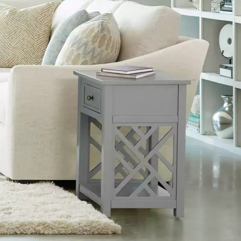 Table d'appoint en bois avec étagère de rangement