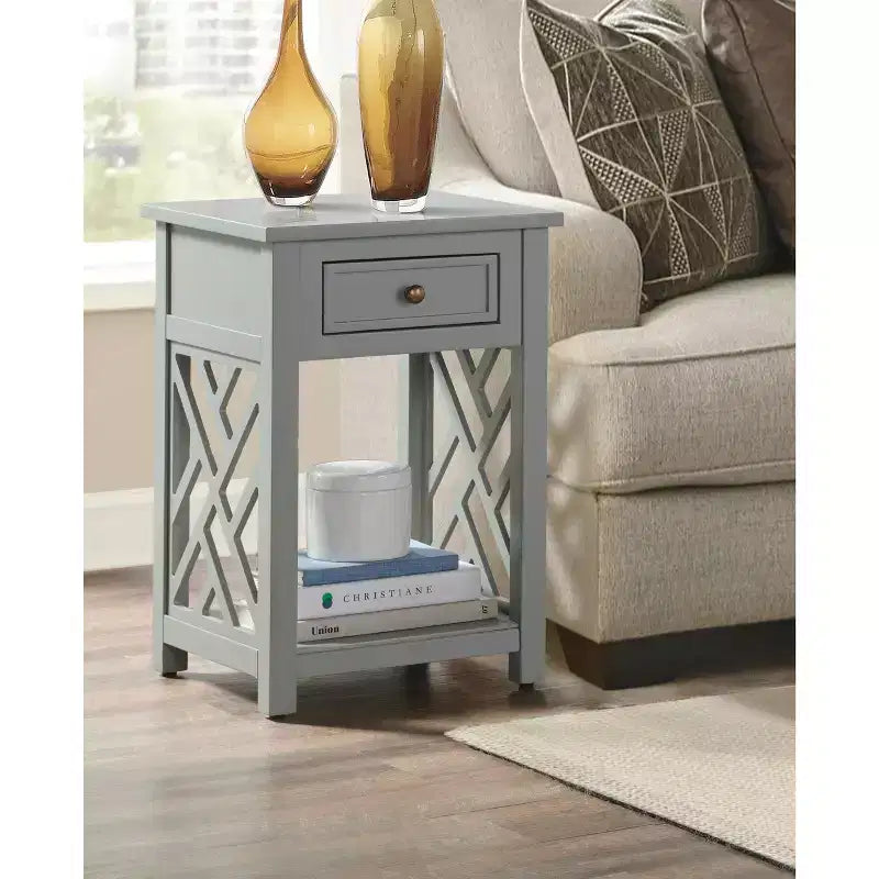 Table d'appoint en bois avec étagère de rangement